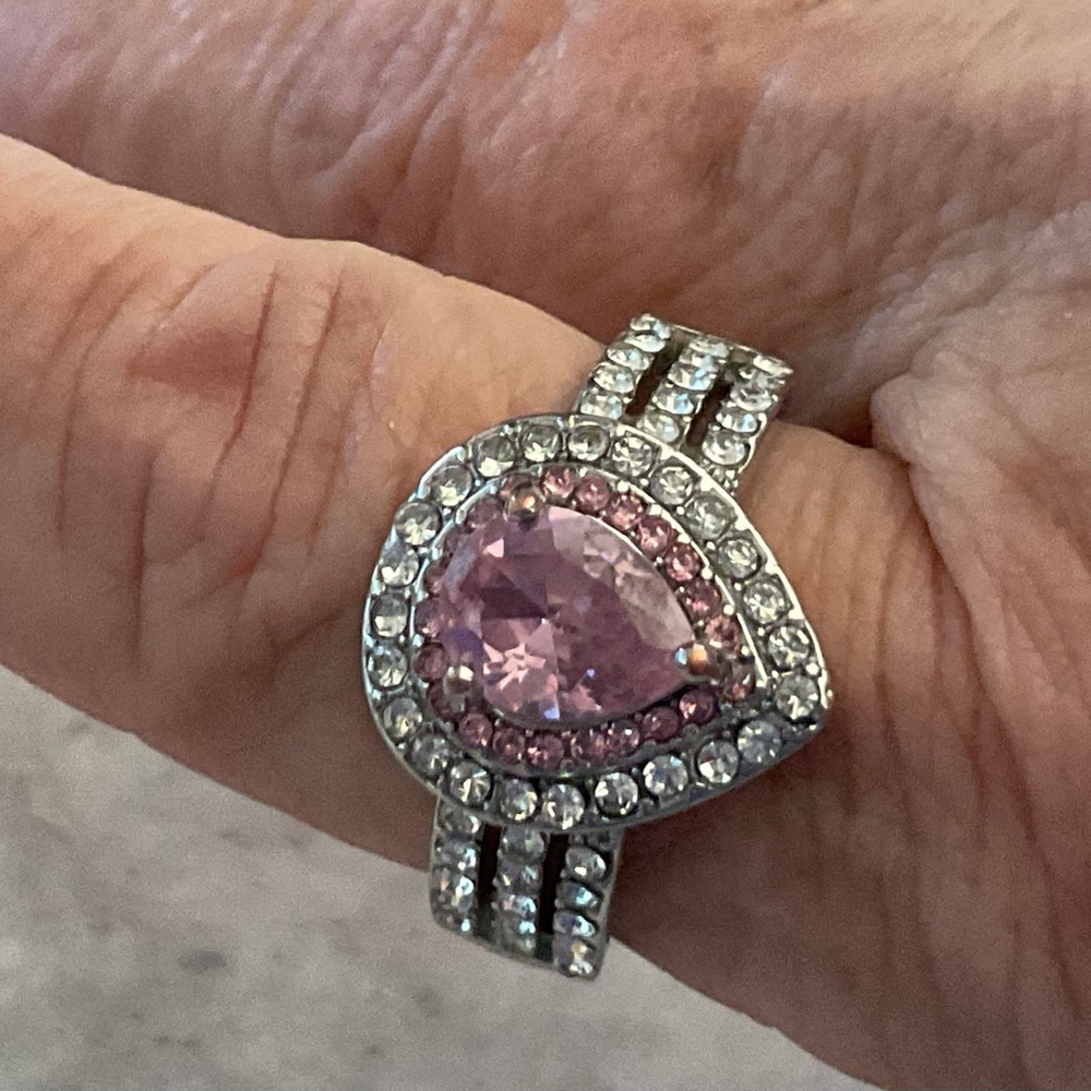 Fashion Cocktail Ring Pink Crystal with rhinestones size 11